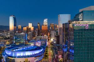 a view of a city at night with buildings at AC Hotel by Marriott Downtown Los Angeles in Los Angeles