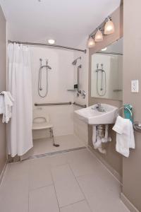 a bathroom with a sink and a shower and a toilet at SpringHill Suites by Marriott Charlotte Ballantyne in Charlotte