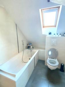 ein Badezimmer mit einem WC und einer Badewanne in der Unterkunft L’appartement du Parc in Longeville-lès-Metz