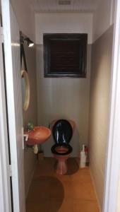 a small bathroom with a toilet and a sink at Maison familliale Saint Pierre in Sainte-Luce