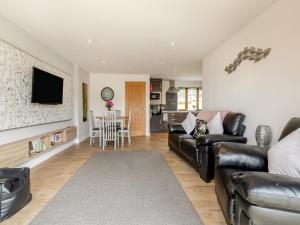 a living room with a couch and a tv at Honey Bee - Uk43395 in Chardstock
