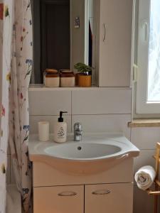 uma casa de banho com um lavatório e um espelho em Apartment Franko em Pula