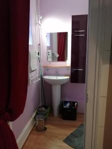 a bathroom with a sink and a mirror at Joli studio dans un ancien hôtel du XIX siècle - Proche toutes commodités - Thermes et Parc in Vittel