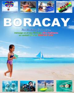 a flyer for a beach with a picture of a girl on the beach at HR's Residence in Boracay