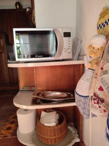 a microwave oven sitting on top of a shelf at Casa Vittoria in Verni