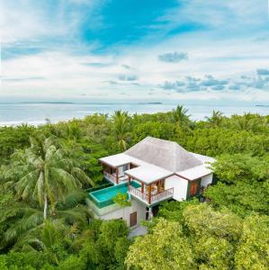 uma vista aérea de uma villa na floresta em Amilla Maldives em Finolhus