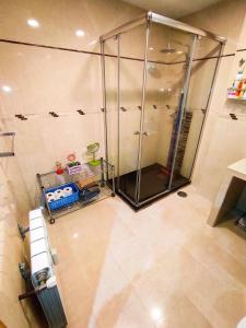 a bathroom with a shower with a glass door at Habitacion en Centro de Las Rozas de Madrid in Las Rozas de Madrid
