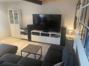TV a/nebo společenská místnost v ubytování Heiðarbrún