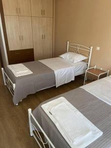 um quarto com 2 camas e uma cómoda em Luxury apartment in Nafpaktos em Lepanto