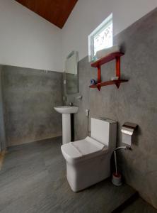 un bagno con un water e un lavandino di Sarah Holiday Resort a Haldummulla