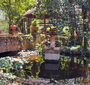 un jardin avec une fontaine et un kiosque dans l'établissement Duck and Dine, à Pretoria