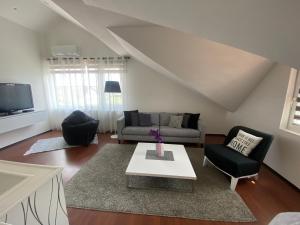 a living room with a couch and a table at Apartman Slivnica pri Mariboru in Slivnica pri Mariboru
