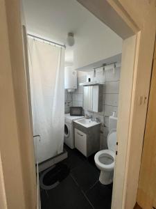 ein kleines Bad mit WC und Waschbecken in der Unterkunft Moj dom in Gornji Milanovac