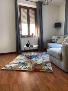 een woonkamer met een bank en een tapijt bij Le Petit Ried (15 min de Strasbourg) - 3P -70 m² in Hoenheim