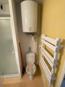 a small bathroom with a toilet in a room at Appartement jusqu'à 4 personnes in Luchon