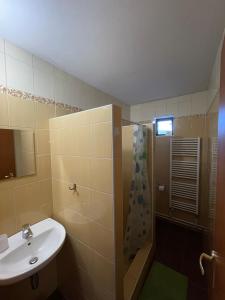 a bathroom with a sink and a shower at Penzion Ema - Častá in Častá