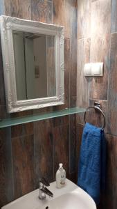 bagno con lavandino e specchio di Adriatica Apartments a Škrljevo