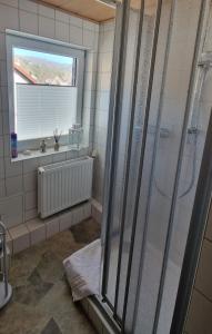 Kylpyhuone majoituspaikassa Ferienwohnung Am Berggipfel