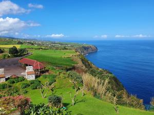 an aerial view of the ocean and a house on a cliff at Silva House Refuge in Algarvia