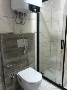 a bathroom with a toilet and a shower at seyran 3 in Trabzon