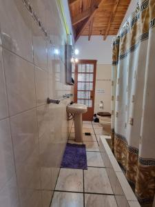 bagno con lavandino, doccia e servizi igienici di Nagual -Ecolodge- Airport Shuttle & Restaurant a Tristán Suárez