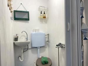 a small bathroom with a toilet and a sink at tiny house EFROSSINI in Krásion