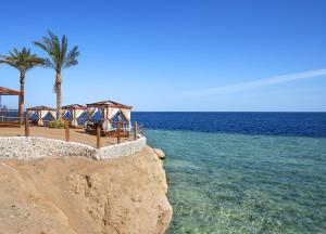 a view of the ocean with palm trees and water at Sunrise Montemare Resort -Grand Select in Sharm El Sheikh