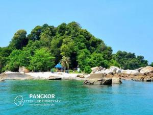 eine Insel im Wasser neben einem Strand in der Unterkunft Better Life Apartment near beach-2room 2bathroom 6pax in Pulau Pangkor