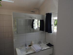 a bathroom with a sink and a mirror at Le Moulin De Saussaye in Crouzilles +35 photos