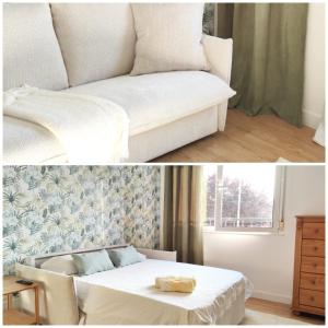 a small bedroom with a bed and a window at Apartamento Suite Los Deportes in Ponferrada