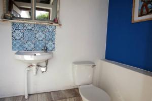a bathroom with a white toilet and a sink at The Boathouse in Velddrif +57 photos