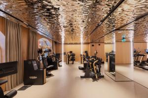 een fitnessruimte met loopbanden en fitnessapparatuur aan het plafond bij Park Hyatt Istanbul - Macka Palas in Istanbul