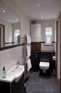 a bathroom with a white sink and a toilet at No 3 The Forge Coniston in Coniston