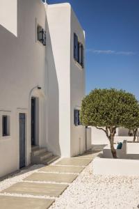 a white building with a tree in front of it at Pebble Summer House in Kampos Paros