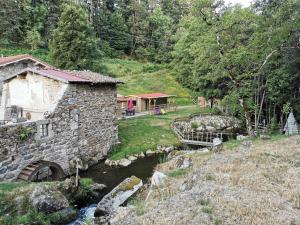 kamienny budynek obok rzeki obok domu w obiekcie Le Moulin de la Fortie, Gîtes w mieście Viscomtat
