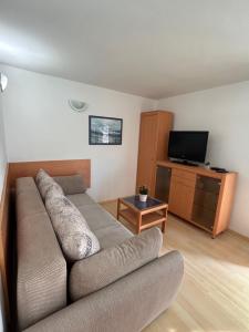a living room with a couch and a flat screen tv at Apartment Alfirev Vodice in Vodice