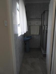 a small bathroom with a sink and a shower at 2 bedroomed apartment with en-suite and kitchenette - 2069 in Harare