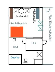 a floor plan of a house at Ferienhaus Pomerania Bootsmann Koje kleine Auszeit bei Rügen in Sundhagen