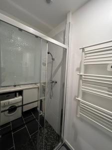 baño con ducha y puerta de cristal en 103 T2 Hyper centre Meaux, en Meaux