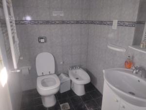 Baño pequeño con aseo y lavamanos en Rivadavia Mendoza -Casa López en Rivadavia