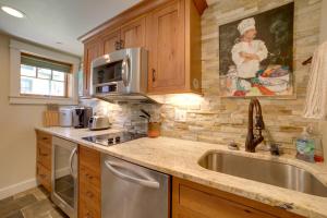 a kitchen with a sink and a microwave at Pet-Friendly Pennsylvania Vacation Rental with Pool! in Laughlintown
