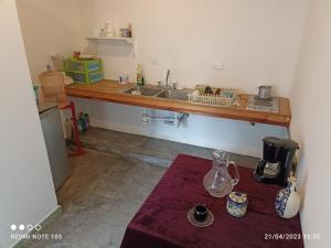 cocina con fregadero y encimera en El Breve Espacio en Puebla