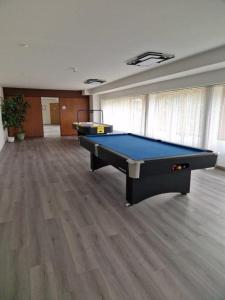 a large room with a pool table in it at Ferienzentrum Bodensee in Oberteuringen