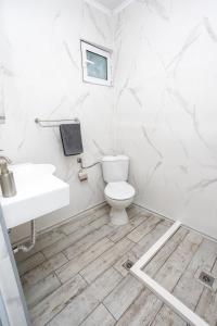 巴爾奇克的住宿－Guest House Desi，白色的浴室设有卫生间和水槽。