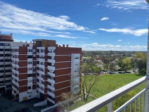 a view from the balcony of a apartment building at Apartment Vrbani in Zagreb