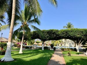 a group of palm trees in a park at Villa Flamingo Golf Ixtapa in Ixtapa