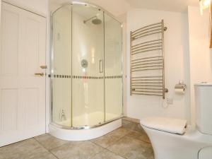 a bathroom with a shower and a toilet at Apple Cottage in Crediton +13 photos