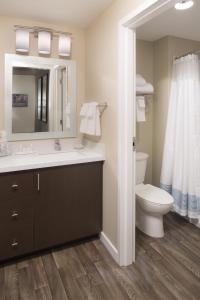 uma casa de banho com um WC, um lavatório e um espelho. em TownePlace Suites by Marriott Swedesboro Logan Township em Swedesboro