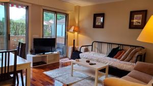 Televízia a/alebo spoločenská miestnosť v ubytovaní Apartamento con Terraza y Piscina, Baiona