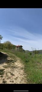 a dirt road with a house in the middle of a field at Villa Shehu in Kuçovë